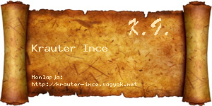 Krauter Ince névjegykártya
